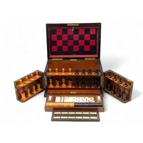 409 - A 19th century 'Royal Cabinet of Games' in a burr walnut and ebony case, of rectangular form with hi... 