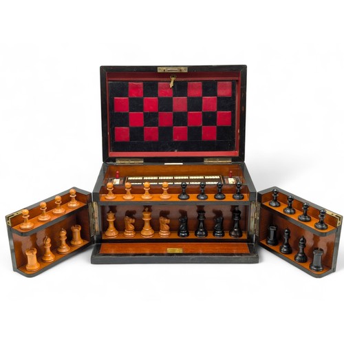 409 - A 19th century 'Royal Cabinet of Games' in a burr walnut and ebony case, of rectangular form with hi... 