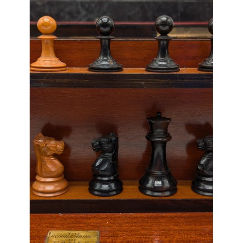 409 - A 19th century 'Royal Cabinet of Games' in a burr walnut and ebony case, of rectangular form with hi... 