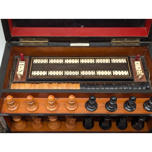 409 - A 19th century 'Royal Cabinet of Games' in a burr walnut and ebony case, of rectangular form with hi... 