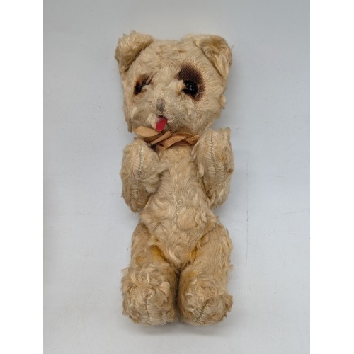 410 - Two Vintage Early 20C Teddy Bears - Golden Mohair 38cm, Plus Smaller Antique 14cm Articulated Bear