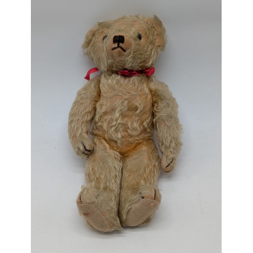 410 - Two Vintage Early 20C Teddy Bears - Golden Mohair 38cm, Plus Smaller Antique 14cm Articulated Bear