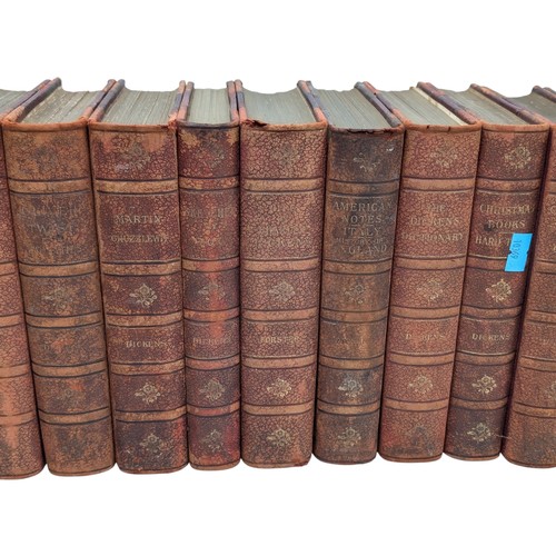 412 - Dickens, Charles. Set 18 C1890 Chapman & Hall Antiquarian Book Set - Marbled End Papers, Most Appear... 