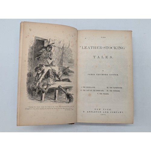 413 - Antiquarian Books, J Fenimore Cooper 1873 Leather Stocking Tales I.II.III.IV.V Presented in A well L... 