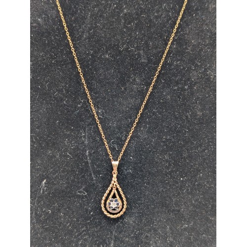 472 - 9Ct Gold Marked Chain & Pendant With Blue Stone - 2.81g