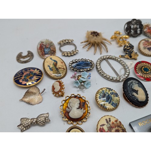 483 - Large Bundle Vintage Brooches, Cameos, Dragonflies All Sorts Here !