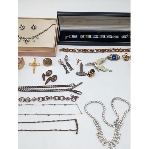 488 - Good Group Vintage Jewellery, Including 1930s Enamelled Art Deco Bracelets Etc