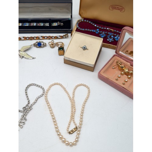 488 - Good Group Vintage Jewellery, Including 1930s Enamelled Art Deco Bracelets Etc