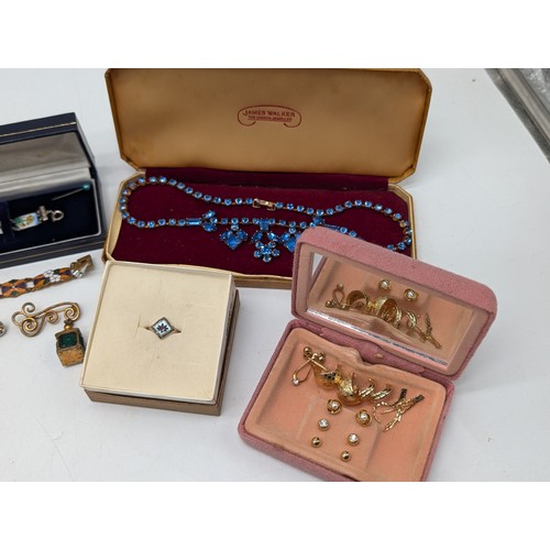 488 - Good Group Vintage Jewellery, Including 1930s Enamelled Art Deco Bracelets Etc