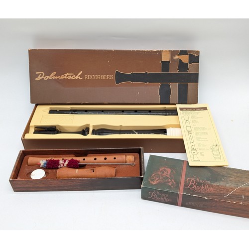 498 - Hohner B9532 Blockflote Wooden Recorder Pearwood Germany, Plus Vintage Dolmetsch Recorder. Both in B... 