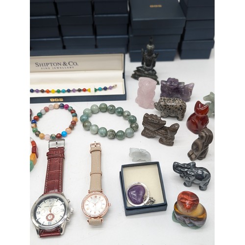 489 - Good Group New and Boxes Shipton & Co Stone Jewellery and ornament Bundle All With Original Boxes