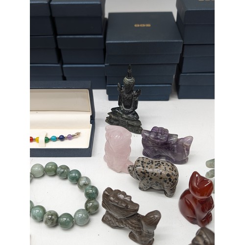 489 - Good Group New and Boxes Shipton & Co Stone Jewellery and ornament Bundle All With Original Boxes