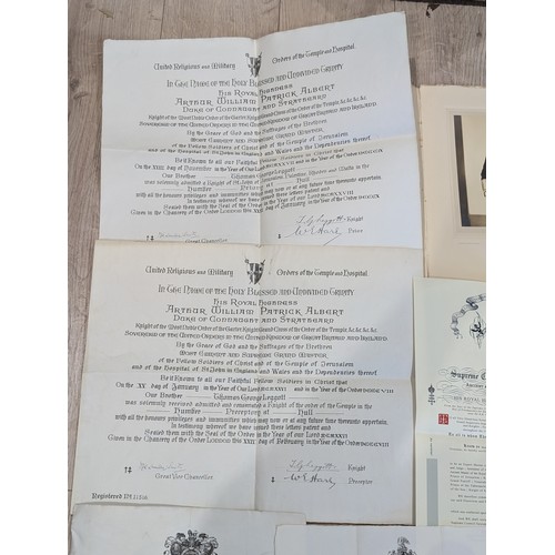 459A - Good Group 20th Century Masonic Certificates - United Grand Lodge, Etc All in Good Order