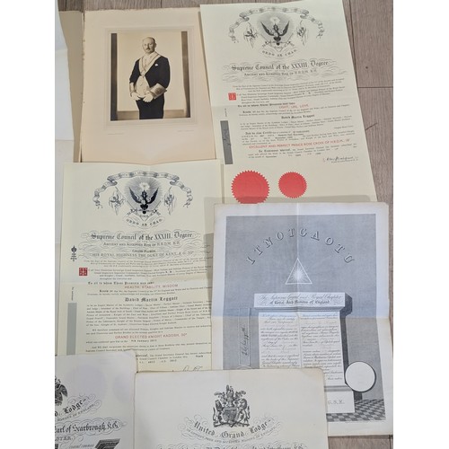 459A - Good Group 20th Century Masonic Certificates - United Grand Lodge, Etc All in Good Order