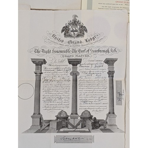 459A - Good Group 20th Century Masonic Certificates - United Grand Lodge, Etc All in Good Order