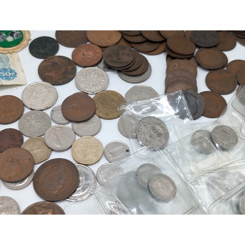 236 - Group Vintage British Coinage, Some Pre Decimal, Isle of Man, Post 45 Sixpence Etc, Some Sporting Me... 