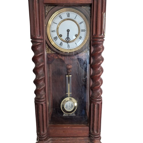 150 - Large Impressive Reproduction Carved Wall Clock With Barley Twist Decoration 10x38