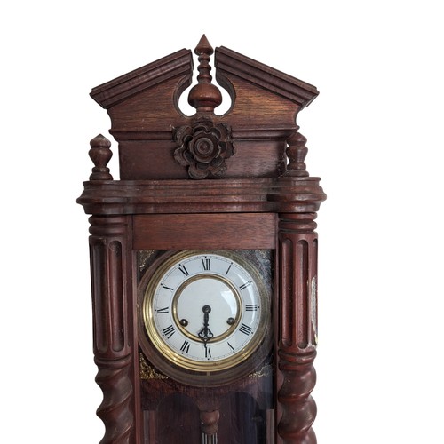 150 - Large Impressive Reproduction Carved Wall Clock With Barley Twist Decoration 10x38