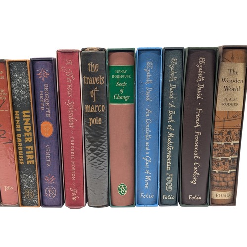 450 - Group (16) Good Folio Society Books With Slip Cases; Marco Polo, Elizabeth David, House of Borgia, A... 