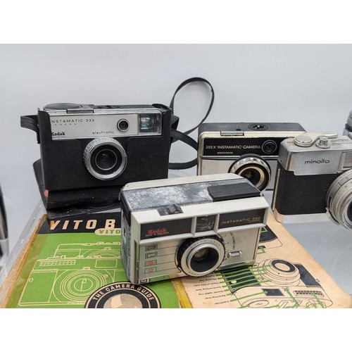 163 - Group (7) Vintage Film Cameras, Kodak, Minolta, Ilford Etc