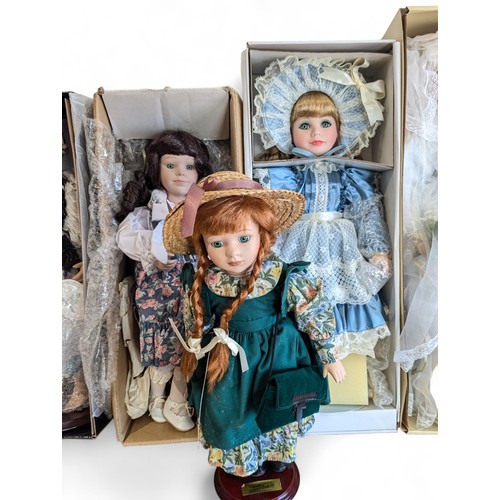 202 - A Group of 6 Boxed and New Condition Porcelain Dolls, Westminster Collection Etc Largest 20