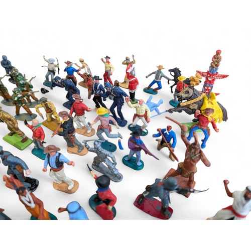 386 - Large Group Toy Soldiers, Cowboys Etc