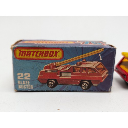 380 - 1970s Matchbox, No 22 - Blaze Buster & No 49 Crane Truck - Both Mint. Boxes VF