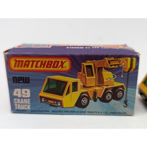 380 - 1970s Matchbox, No 22 - Blaze Buster & No 49 Crane Truck - Both Mint. Boxes VF