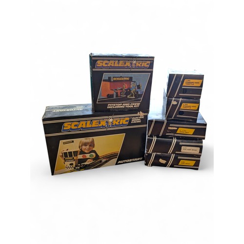 384 - Scalextric Accessory Bundle / Track, Pit Stops Etc All Appears in Good Order Plus Two Large Boxes Ap... 