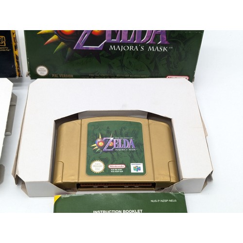 351 - N64 Nintendo Zelda - Ocarina of Time - Majoras Mask - Both CIB VF Boxes Typical Shelf Wear