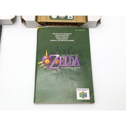 351 - N64 Nintendo Zelda - Ocarina of Time - Majoras Mask - Both CIB VF Boxes Typical Shelf Wear