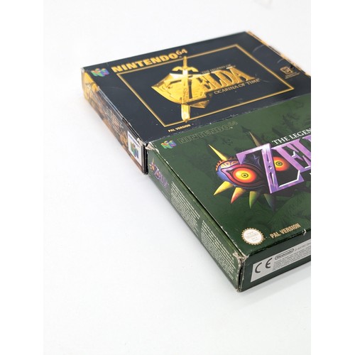 351 - N64 Nintendo Zelda - Ocarina of Time - Majoras Mask - Both CIB VF Boxes Typical Shelf Wear