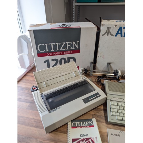 370 - Retro Computing - Atari 1040ST, Citizen 120D Dot Matrix Printer, Atari Monitor, Game Discs, All Boxe... 