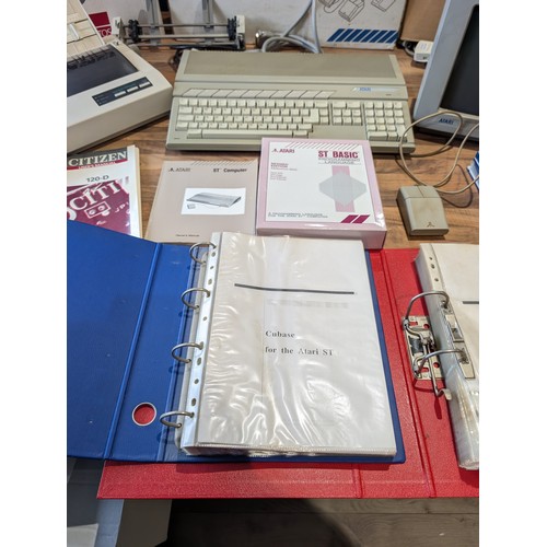 370 - Retro Computing - Atari 1040ST, Citizen 120D Dot Matrix Printer, Atari Monitor, Game Discs, All Boxe... 