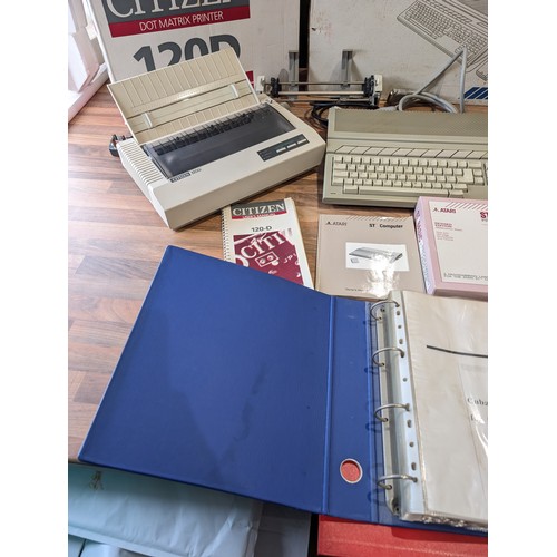 370 - Retro Computing - Atari 1040ST, Citizen 120D Dot Matrix Printer, Atari Monitor, Game Discs, All Boxe... 