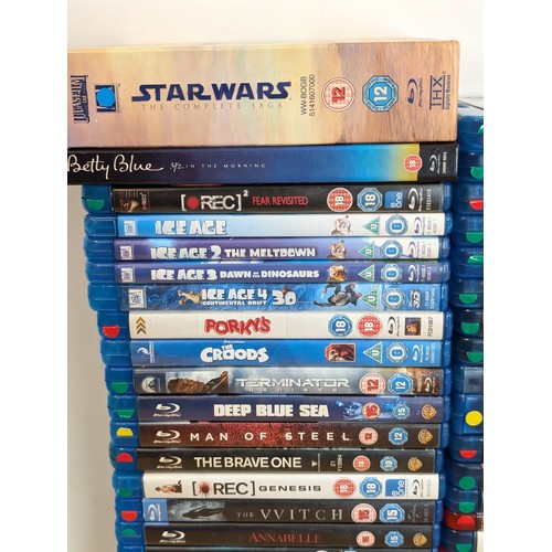 371 - Extensive 49 Item Mint Blu Ray Collection, Mostly Horror Themed Plus Star Wars Entire Saga Good phys... 