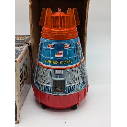 377 - SH Japan Battery Operated Tinplate Space Capsule. In good working order and generally very good to e... 