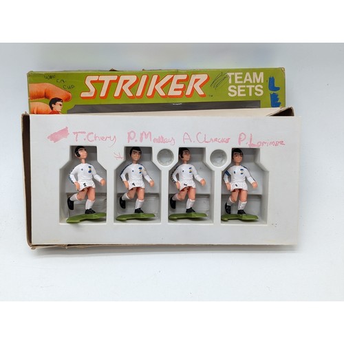 379 - 1970s Leeds United Striker Team Sets Kicking Players Original Box Plus Scoreboard