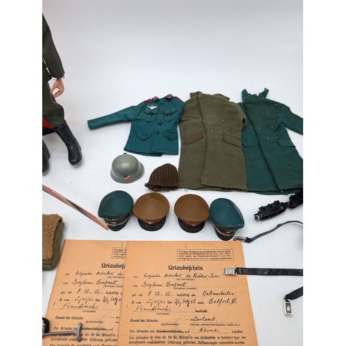 341 - Rare Colditz Action Man Palitoy Bundle, Including, Figurine With Uniforms, Helmets, Sentry Box, Boot... 