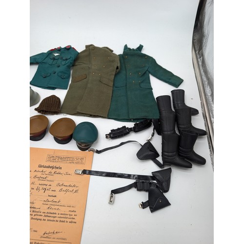 341 - Rare Colditz Action Man Palitoy Bundle, Including, Figurine With Uniforms, Helmets, Sentry Box, Boot... 