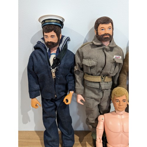 337 - Good Group Original 1970s Palitoy Action Man Figures (7) including Sailor With Hms Dreadnaught Unifo... 