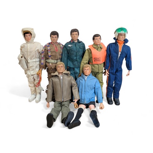 336 - Good Group (7) Palitoy Vintage Action Men - All Heads and Limbs Attached and Appear in Good Order, I... 