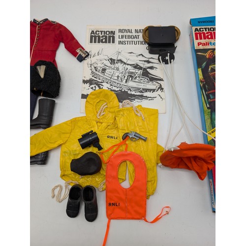 329 - Group (4) Vintage Palitoy Action Man Accessory / Clothing Packs. Grenadier Guard, RNLI, Frogman (Bri... 