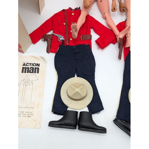 327 - Vintage Action Man Palitoy Bundle, Canadian Guards Outfits, Including Hats, Weapons, Belts, Holsters... 