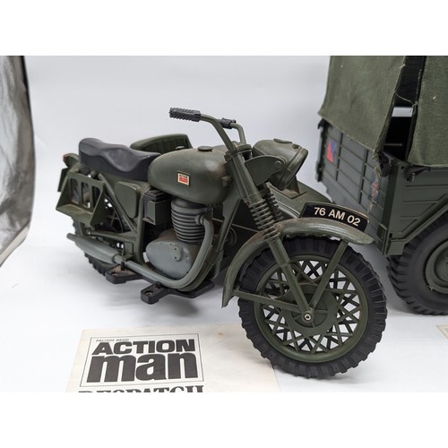 324 - Vintage Palitoy Action Man Accessories & Vehciles. Despatch Rider, Missing Machine Gun & Trailer Ass... 