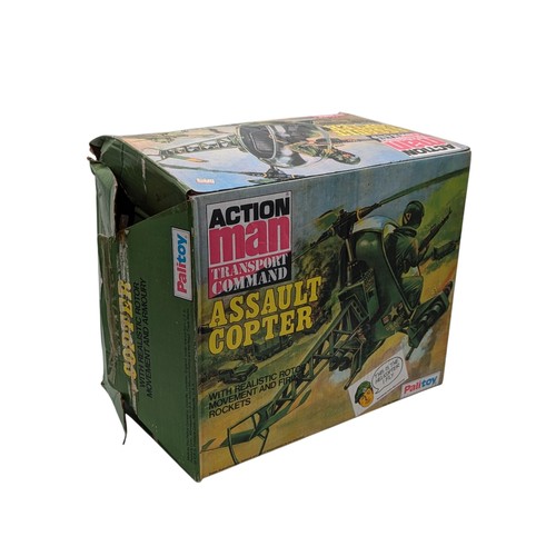 314 - Palitoy Action Man Transport Command Assault Copter, Cat No 34752, with realistic rotor movement and... 