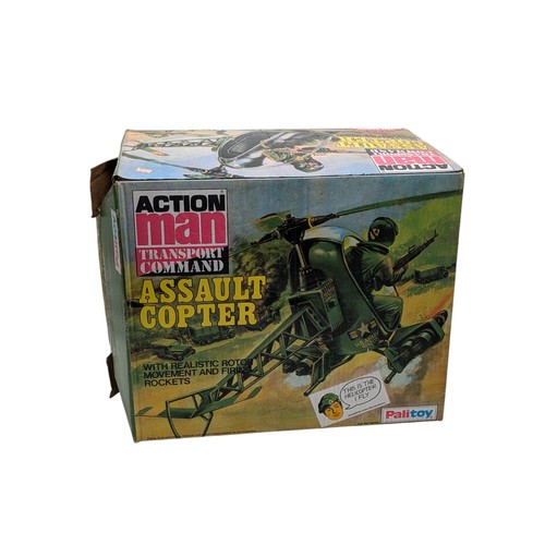 314 - Palitoy Action Man Transport Command Assault Copter, Cat No 34752, with realistic rotor movement and... 