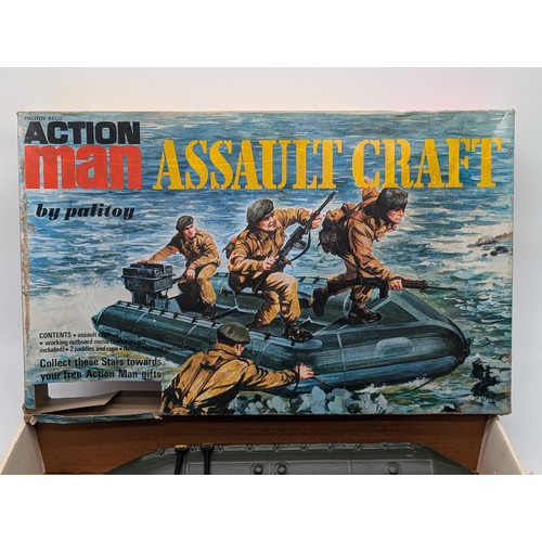 313 - Palitoy, a boxed Action Man Assault Craft. Missing Rope, condition appears generally Fair to Fair Pl... 