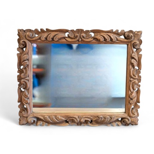 122 - An Attractive Scroll Carved Hardwood Mirror - 20x16