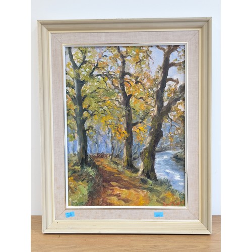 100 - Ernest Knight [British, 1915-1995] Oil on Board Autumnal Scene - 41x51cm Untitled Signed Lower Right